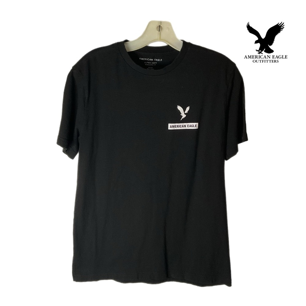 American Eagle Outfitters S Black Short Sleeve Tee logo Pure Black